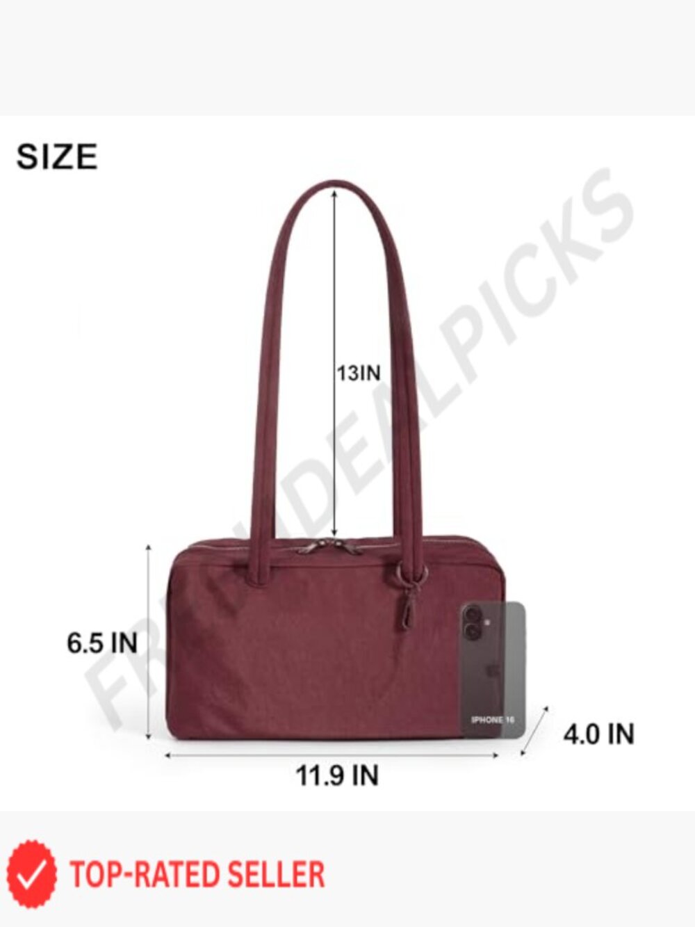 Slouchy Lightweight Bowler Bag East-West Design With Charm Loop Everyday Outings - Picture 6 of 7